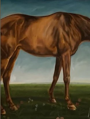 Dipinto di un cavallo intero al pascolo